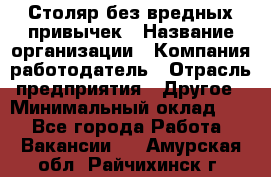 Столяр без вредных привычек › Название организации ­ Компания-работодатель › Отрасль предприятия ­ Другое › Минимальный оклад ­ 1 - Все города Работа » Вакансии   . Амурская обл.,Райчихинск г.